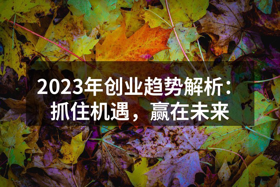 2023年创业趋势解析：抓住机遇，赢在未来